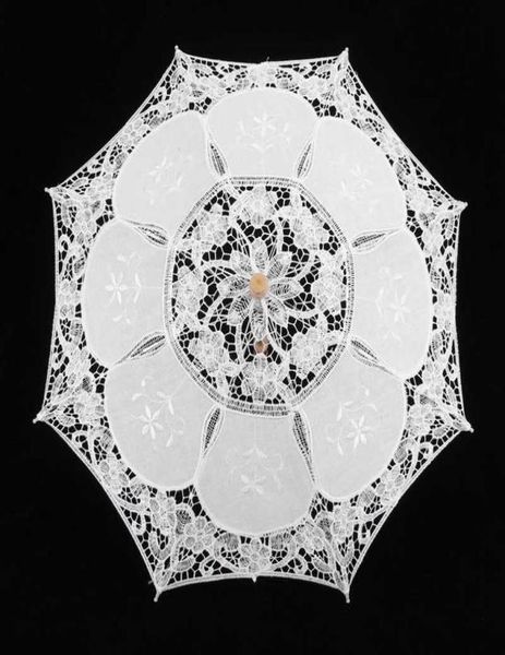 Guarda -chuvas Sun Umbrella Bridal White Bege Lace Parasol Decorativo para Costume de Po Costume de Casamento8315911