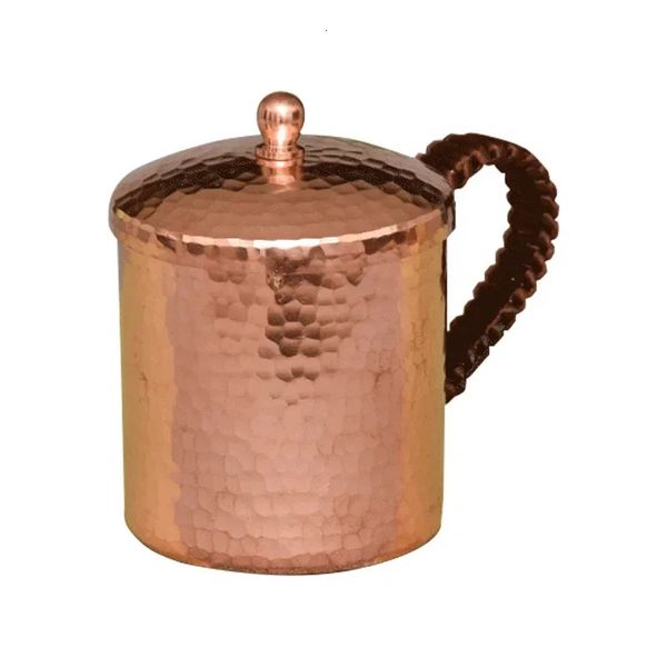 Premium de qualidade Moscow Mug caneca xícaras marteladas de cobre vermelho pesado ouro rosa 100% artesanato puro canecas de latão sólida 240418