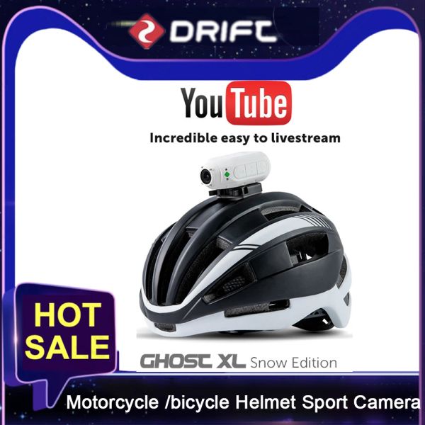 Kameras Drift Ghost XL Motorradfahrrad Helm Sportkamera Action Video Cam HD 1080p WiFi IPX7 wasserdicht 9 Stunden Akkulaufzeit