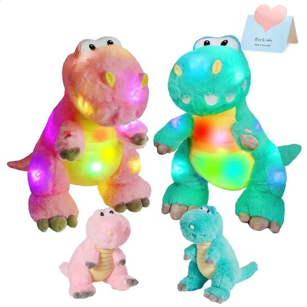 Glow Guards LED Glühen Dinosaurier Plüsch Puppen weiche Kawaii Tiergefüllte Spielzeugleuchte Einhorn Panda Kissen Geschenke für Kinder Mädchen 240424