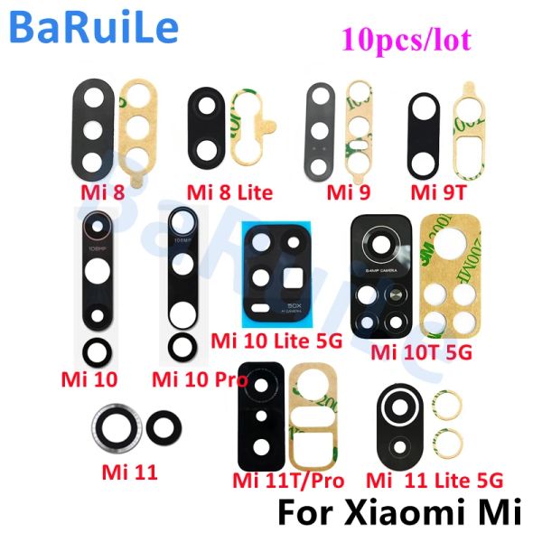 Cavi Baruile 10pcs Coperchio per lenti in vetro con telecamera posteriore con aderenza per xiaomi mi 10 lite mi 9t 10 8 lite 9 se 10t pro 11 11t