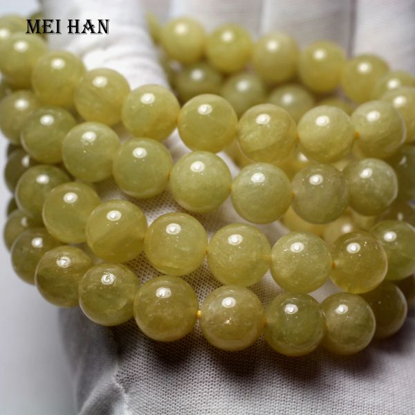 Perle meihan freeshipping giallo naturale verde naturale beryl ciclosilicato fascino di moda gemma perle sciolte di pietra per gioielli fai -da -te