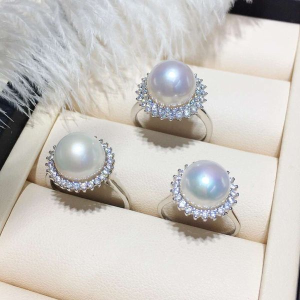 Anelli di gioielli designer anello perle anello di lusso di lusso di luna di alta qualità Sier sier acqua dolce a sore diamanta anello perle dimensioni regolabili nobilità