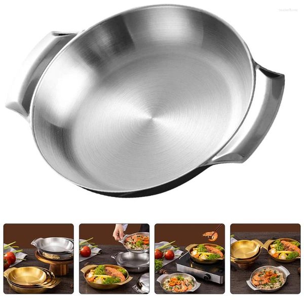 Pans in acciaio inossidabile pentola doppia cinese padella fatta a mano multifunzione paella cucina in stile coreano