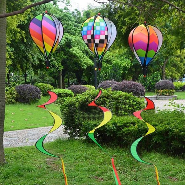 Estatuetas decorativas charme girando o apanhador de sonho de moinho de vento arco -íris balão de ar spinner de vento