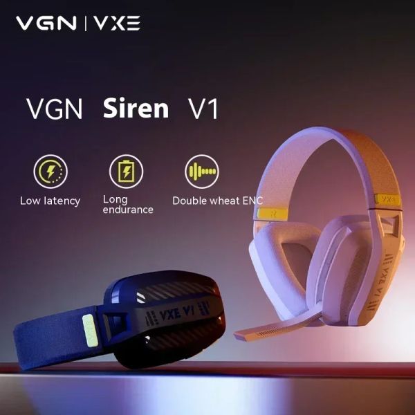 Наушники vgn vxe siren v1 беспроводная гарнитура двух режима Bluetooth 5.3 2,4G FPS Gaming Hearset Wrehphone PC Gamer Low Light Weight Light Weight