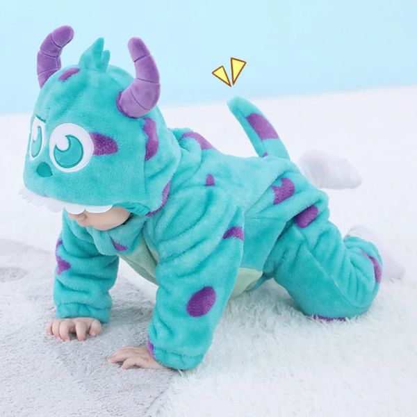 One-Pieces Baby Sully Strampler Blau warm warmes Onesie Neugeborene BEBES Boy Girl Kleidung Halloween Kuhkostüme Cartoon Kleinkind Outfit süß 03 Jahre