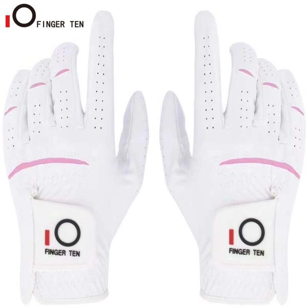 Guanti da golf bianchi guanti donne in pelle cabra xs s m l xl wet hot grip signore sinistro a destra guancano drop shipping