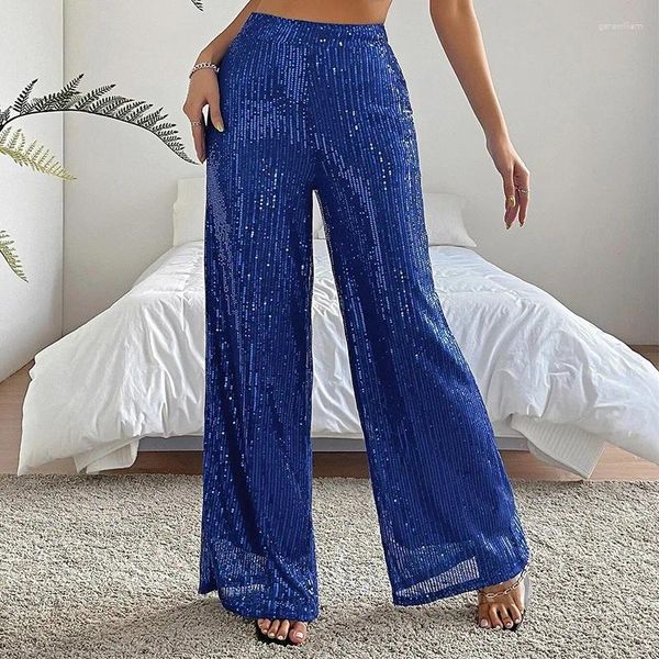 Pantaloni da donna Moovook Fashion High Waist Stretch Chave Cash and Comfort 2024 Sexy paillettes sexy aderente Drape Mop Gamba larga