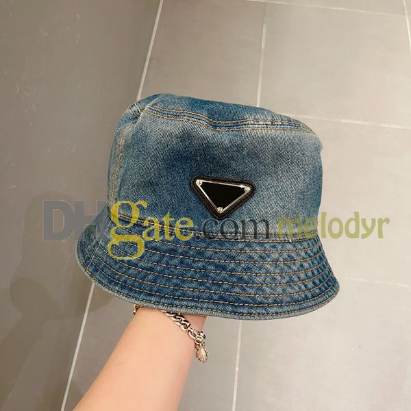 Marke Hat Classic Badge Eimer Hut Retro Denim Fisherman Hut Männer Frauen Mode Travel Hats Jean Caps Casquette