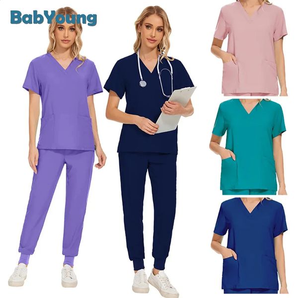 Mulheres por atacado usam fatos de limpeza Hospital Doutor Trabalhando uniforme Multicolor Unissex Uniforme Acessórios de enfermagem 240412