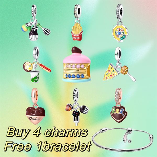 Fashion Designer Women's Charm Bracciale S925 Delizioso Macaron Patate Chips Cioccolato Cassa cioccolato Pendant Fitti fai -da -te Pandoras Bracciale Bracciale Gioiello regalo di compleanno