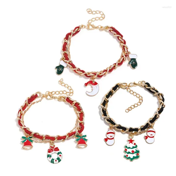 Ссылка браслетов Рождественский подарок браслет год ювелирные украшения Санта -Клаус Дерево Паракорд для женщин
