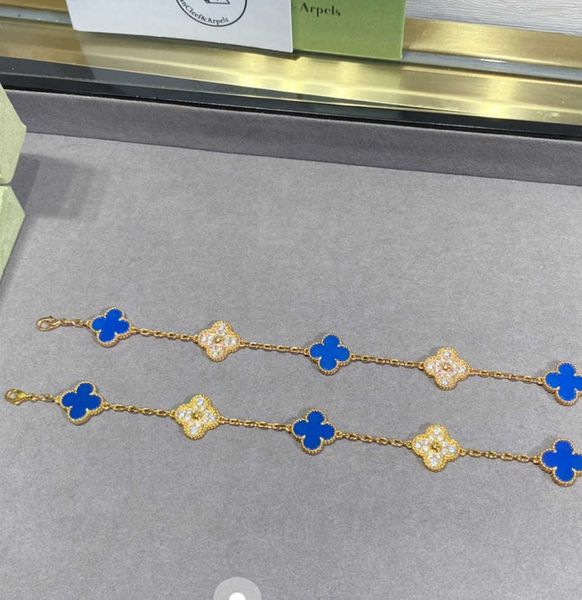 Prezzo economico e trifoglio di gioielli di alta qualità Naturale Bracciale blu floreale di alta qualità oro a placcatura spessa con oro originale Vnain CileReft arrplse