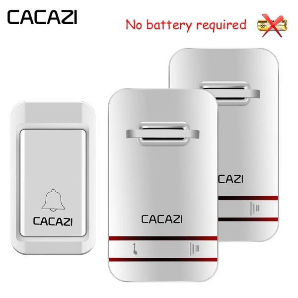 Дверные звонки Cacazi Self -Powered Wireless Door Dorel Tabounder без батареи Bell Bell Eu US UK Plug 120M Удаленные 38 рингтонов Flash Light