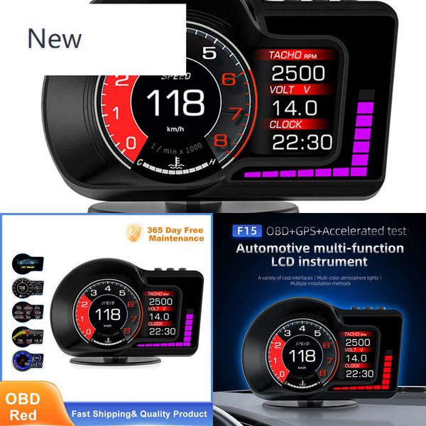 Neues HUD OBD2+GPS -Auto Digital Tachometer Kopf -Up -Anzeige Overspeed Alarm Drehzahl Wassertemperatur Turbo Druck Universal