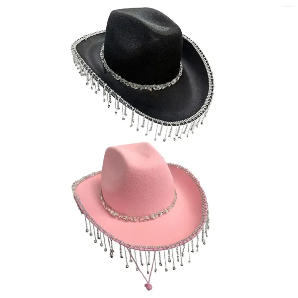 Chapéus largos da borda Chapéu de cowboy ocidental Viagem de verão Vestido de verão ao ar livre Casual PO APS FESTA DE ENVOLVIMENTO BRIDA MENS SUN