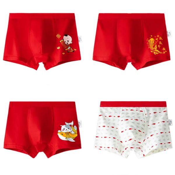 Roupas íntimas de roupas íntimas boxer boxer boxer presente de natal infantil garoto de algodão roupas meninos roupas para 3 4 6 8 10 12 14 anos OKU203034