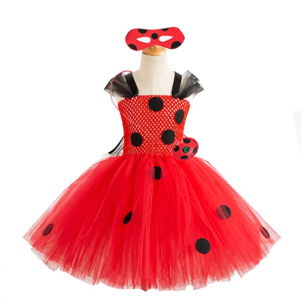 Sets Großhandel Neue Prinzessinkleider für Mädchen Cartoon Ladybug Girl Kleid Prett