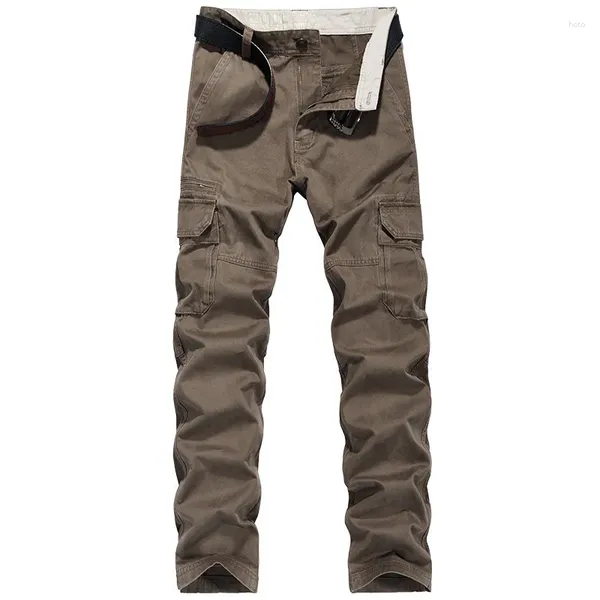 Calças masculinas Multi-Pockets Militares Militares Casual Licultores Longos Carga de Algodão Pura para Man Ropa Hombre