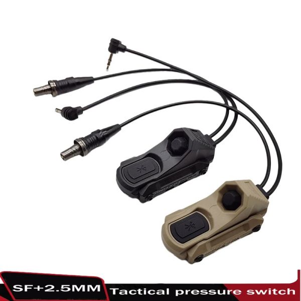 Lights AirSoft Tactical Pression Axon Switch, Botão de controle remoto da função dupla, plugue traseiro SF/2.5, M300, M600, DBAL, PEQ, NGAL