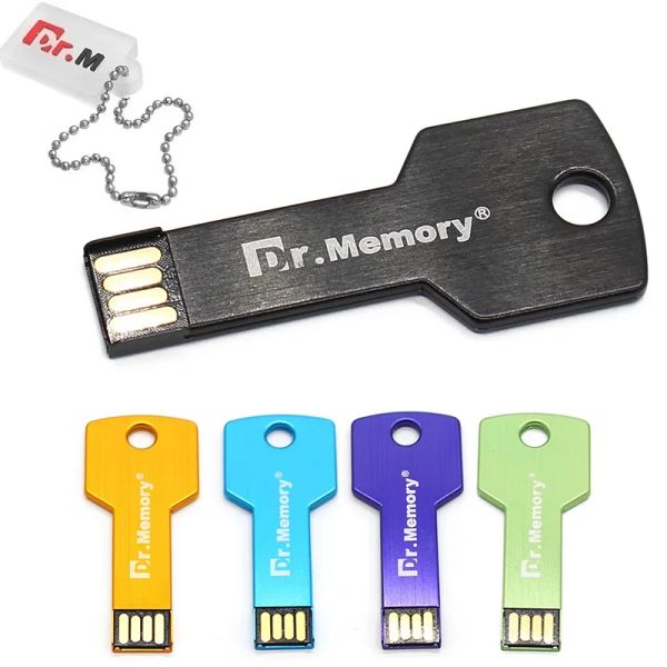 Dr.Memory Key Flash Drive 32GB 64GB Metal Pendrive 16GB 8GB Su Geçirmez Kalem Sürücüsü USB 2.0 USB Bellek Çubuğu Metal Flaş
