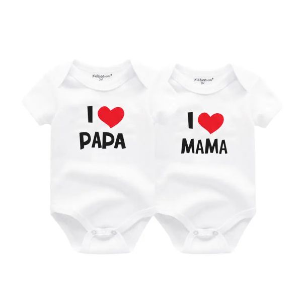 Pezzi Kiddiezoom 2 PC/lotto Four Seasons I Love Papa Mama Newborn Girl Girl Bodysuits Morbido 100%Cotton Battle Hingo