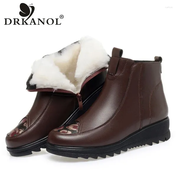 Сапоги Drkanol Winter Women Snow Natural Wool Mid Celse guel non slip print