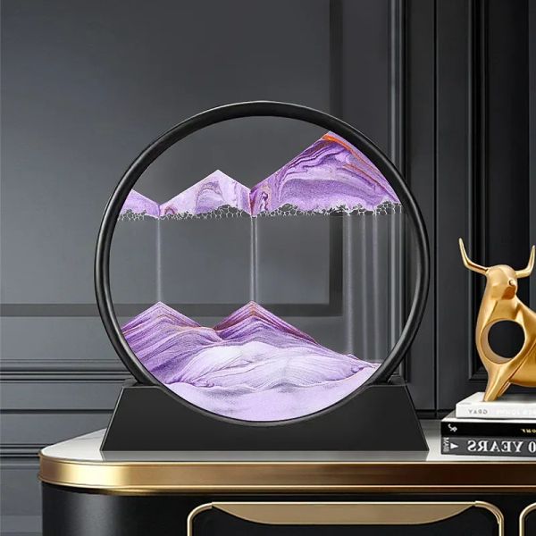 3D Moving Sand Art Picture Round Glass Deep Sea Sandscape Sabbie orari di clessidri Craft Flowing Sand Painting Office Decorazioni per la casa 0424