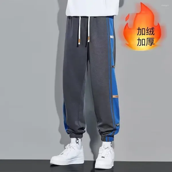 Calça masculina masculina moletom quente de algodão grossa de inverno de tamanho grande os esportes de streetwear harajuku coreano calça de calça