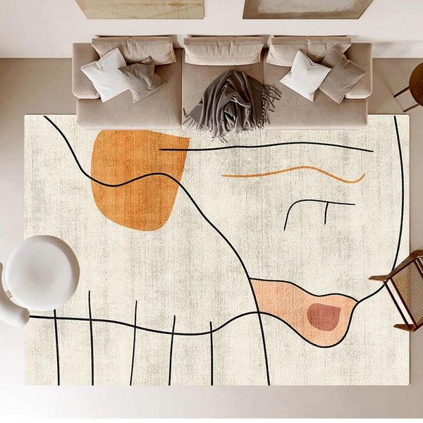 Tapetes abstrato linha estilo carpete home sala de estar sofá flanela tapete de piso luz de luxo quarto banheiro sem deslizamento porta de entrada