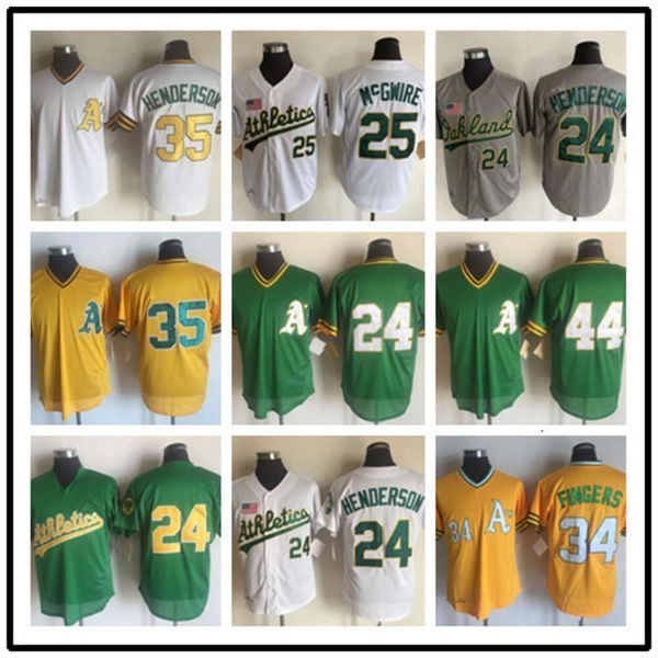 Baseball Jerseys bordou Jersey Athletics 24#Kits de treinamento de Henderson