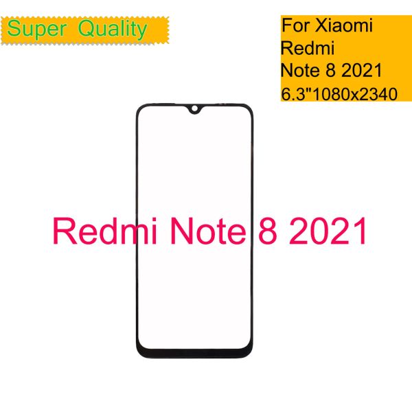 Panel 10pcs/Los für Xiaomi Redmi Note 8 2021 Touchscreen -Panel Vordere Außenglaslinse M1908C3JGG LCD -Glasfront mit OCA