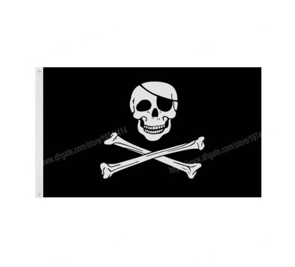 Bandiera pirata del cranio traversa 90 x 150 cm 3 fumetti da 5 piedi Banner personalizzato Banner Forme di metallo Gremetti interni ed esterni possono essere 3855887