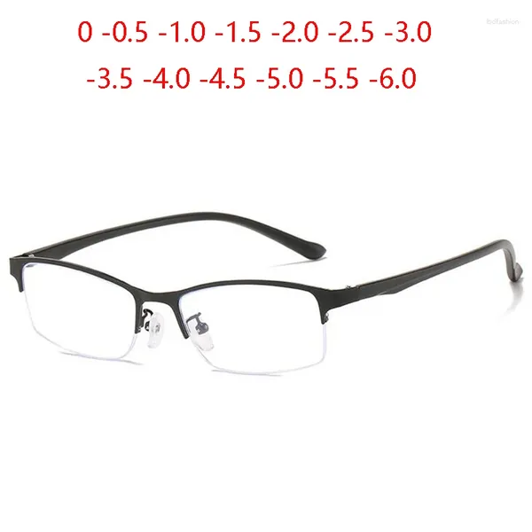 Sonnenbrille Halbrahmen Quadrat schlug gläser Frauen Männer klare Myopia Linsen Rezept Spektakel 0 -0,5 -1.0 -1,5 bis -6.0