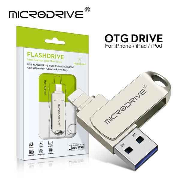 Laufwerke 10 PCs / Lot USB 3.0 Flash -Laufwerk für das iPhone mit 2 in 1 USBA bis Blitzschnittschnitt USB3.0 Pendrive für das iPhone für das iPad