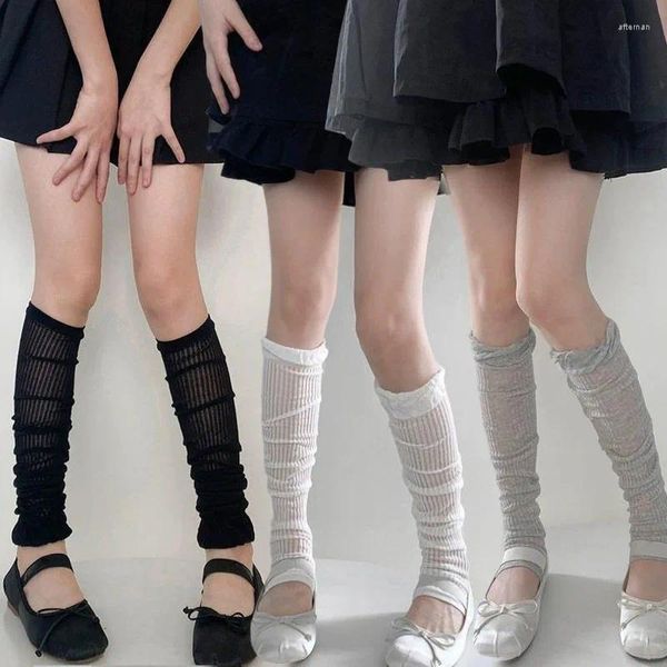 Женщины носки y2k девушки с обрывами колена каваи рюша крышка ноги сладкие балеты длинные чулки лолита милые манжеты для ботинок