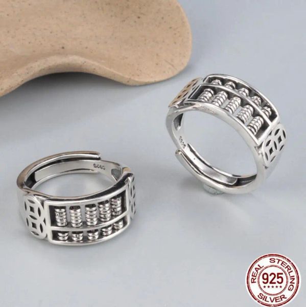 Anelli Sterling Silver Abacus può trasformare anelli femminili 925 monete d'argento monete di rame indice di moda retrò anelli di bocce maschi