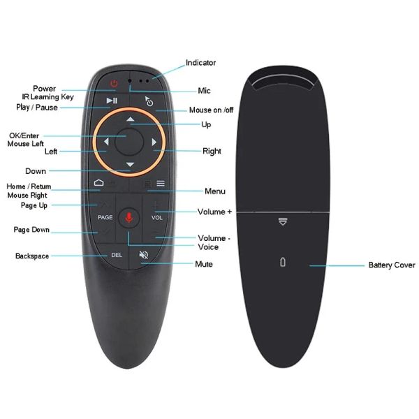 Camundongos G10s Laro de voz Backlit Flying Mouse 2.4g Controle remoto sem fio Sixaxis Giroscópio Air Flying Mouse Voice Flying Mouse