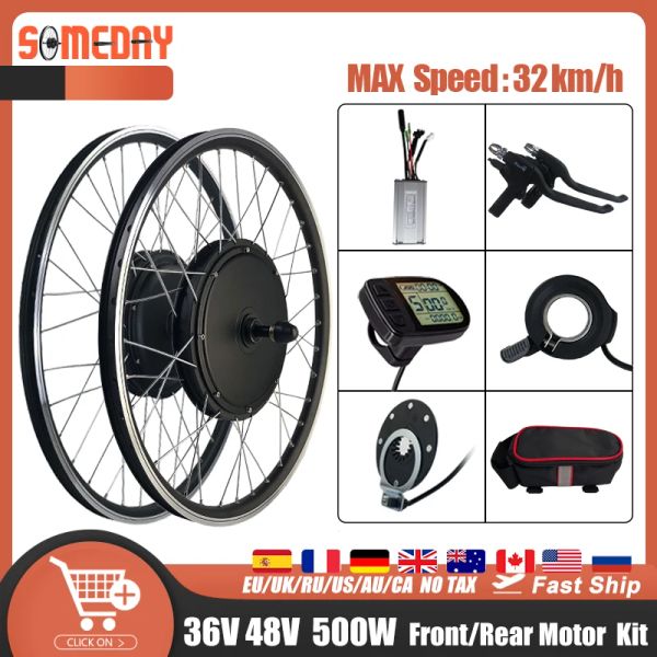 Parte do kit de conversão de ebike 2029inh 700c 36v 48V 500W Molhe de motor traseiro sem engrenagem sem engrenagem sem engrenagem para kit de conversão de bicicleta elétrica