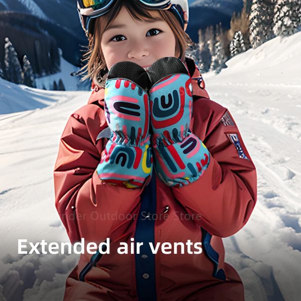 Перчатки детские лыжные перчатки Детские ветропроницаемые водонепроницаемые сгущаемые переноски Зимние теплые лыжные лыжи.