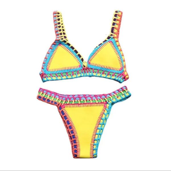 Bikinis sexy feminino maiô de verão neoprene biquíni praia usa surf bisquini fêmea de banho de banho duas peças de maiô brasileiro 240424