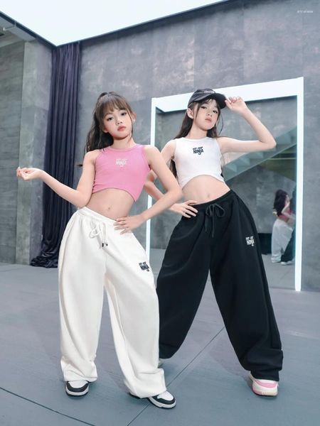 Stage Wear Children's Day Ballroom Hip Hop Dance Costumes for Girls Viet pantaloni sciolti Streetwear Kids Jazz Practice Abiti DQS16127