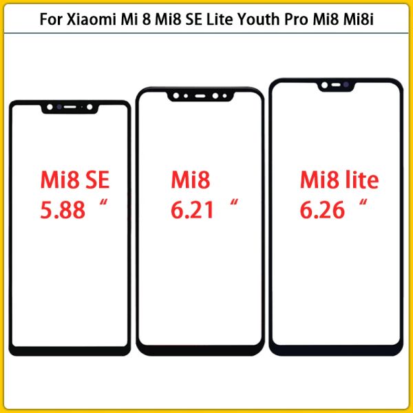 Pannello 10pc per Xiaomi Mi 8 SE / MI 8 Lite touchscreen LCD LCD Pannello di vetro esterno Lenti MI 8 Pro cover di vetro touchscreen OCA Sostituc