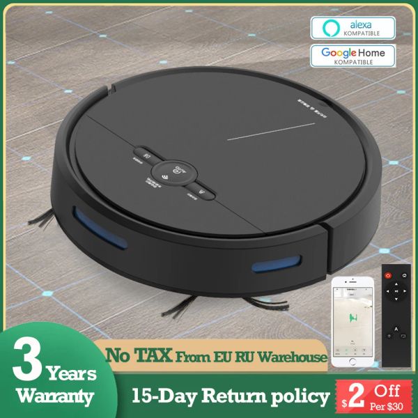 Controle 3600Pa Robot Vacuum Cleaner Smart Wireless Remote Control Navigation App Area no mapa Robô de limpador de máquina de varredura de tanque de água robô