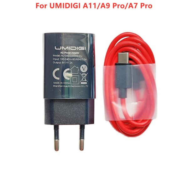 Устанавливает оригинал New для Umidigi A11/A9 Pro/A7 Pro Ac Adapter Adapter Fast Charger Adapter Eu Adapter + USB -кабель DC 5V 2A