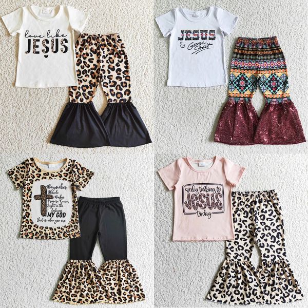 Set di vestiti per neonati di moda per bambini abiti per bambini boutique abiti per bambini ragazze leopardate set stella star 4 luglio abbigliamento