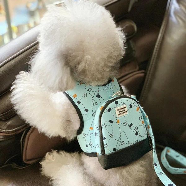 Colarinhos de cachorro sacos escolares de animais de estimação estoque verde pequeno arnês de mochila animal para chihuahua com cílios de luxo de luxo ao ar livre pugs