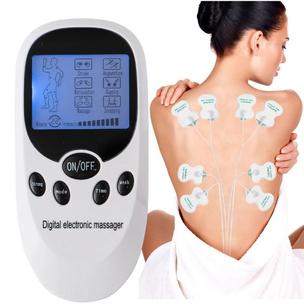 Massageador Digital Tens Machine Massageador EMS Electric Pulse Muscle Stimululs for Back Pesh Neck Electrods Massage Pads Uso conveniente em casa