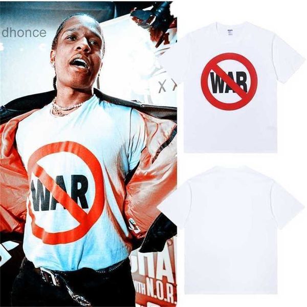 Erkekler Tasarımcı Kısa Kollu Moda Trendi ASAP Rocky Yıldız Mektup Baskı Hip Hop Pamuklu T-Shirt Erkekler Gevşek